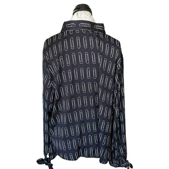 ModCloth Blouse Plus Sz 3X Bow Tie Neck Long Sleeve Rodeo Retro Preppy Western - Picture 3 of 14